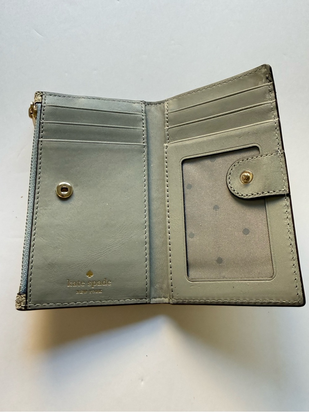 kate spade Cream and Gray Snake Embossed Small Zip Wallet - Picture 5 of 11